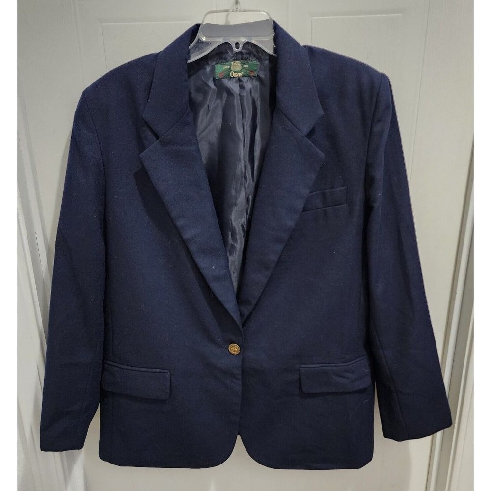 Vintage Orvis Women's 1 Button Boxy Blazer Jacket‎ Long Sleeve Blue Size 16